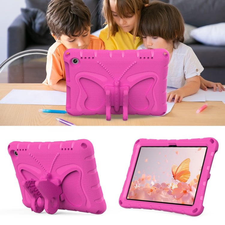 For Amazon Kindle Fire HD8 /8 Plus 2020/2022 Butterfly Bracket EVA Shockproof Tablet Case(Rose Red)