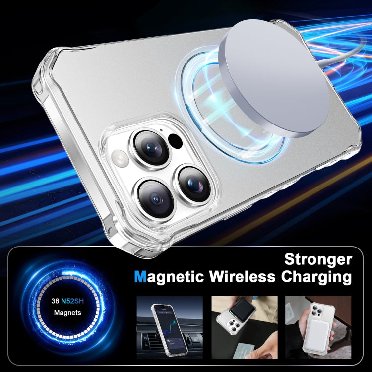 For iPhone 16 Pro Solid Color Wave MagSafe Holder Phone Case(Silver)