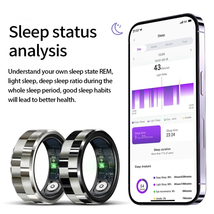 R9 SIZE 8 Smart Ring, Support Wellness Tracking / Gesture Control / Somatosensory Games(Silver)