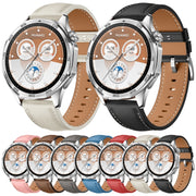 For Huawei Watch GT 5 Pro 46mm Silver Buckle Genuine Leather Watch Band(Pink)
