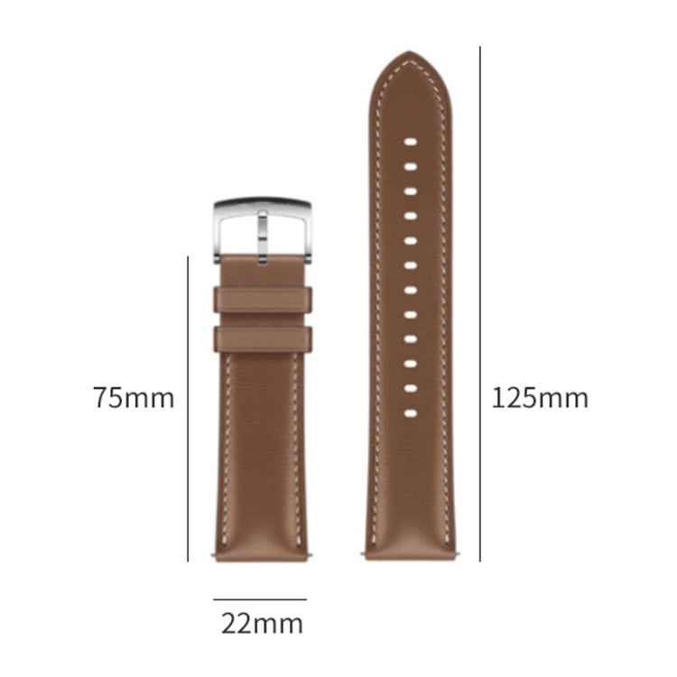 For Huawei Watch GT 5 46mm Silver Buckle Genuine Leather Watch Band(Blue)