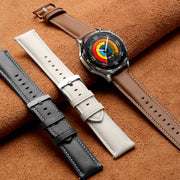 For Huawei Watch GT 5 Pro 46mm Silver Buckle Genuine Leather Watch Band(Blue)