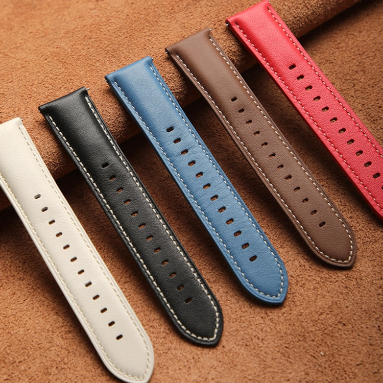 For Huawei Watch GT 5 Pro 46mm Silver Buckle Genuine Leather Watch Band(Blue)