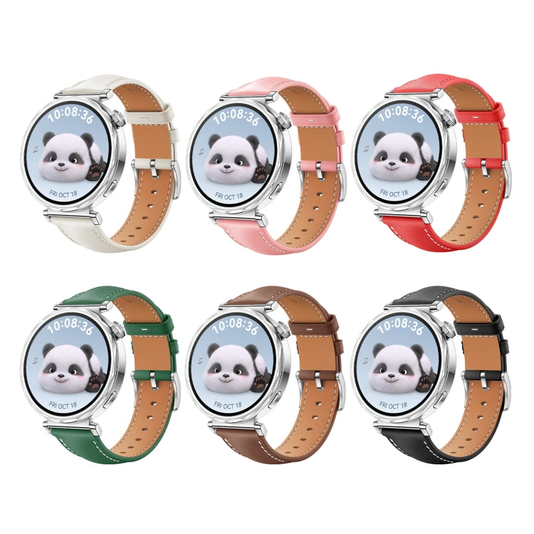 For Huawei Watch GT 5 41mm Women Silver Buckle Genuine Leather Watch Band(Brown)