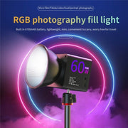 C60R 60W RGB Stage Lamp Professional Video Photography COB Fill Light With 8 Batteries, Plug:EU Plug