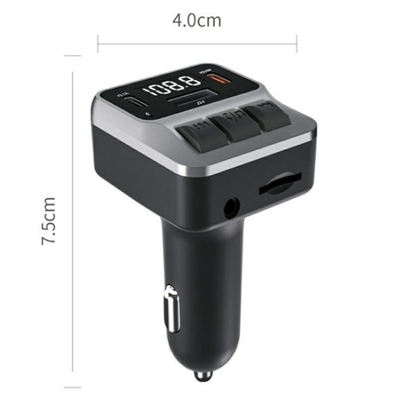 C65 Dual Type-C Port PD 30W Fast Charging Adapter Car Bluetooth FM Transmitter