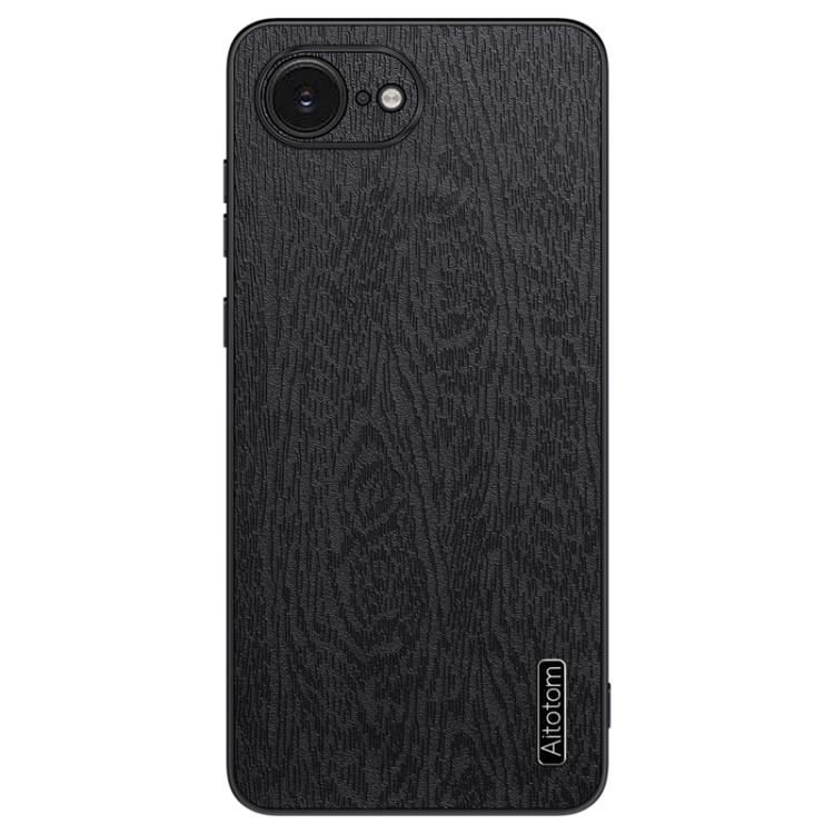For iPhone 16e Tree Bark Leather Shockproof Phone Case(Black)