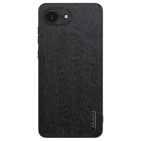 For iPhone 16e Tree Bark Leather Shockproof Phone Case(Black)
