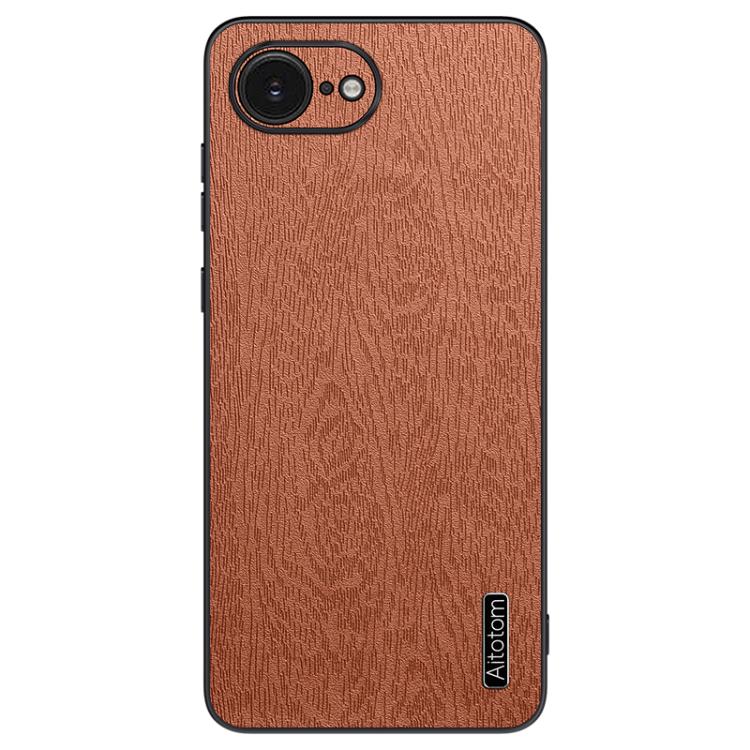 For iPhone 16e Tree Bark Leather Shockproof Phone Case(Brown)