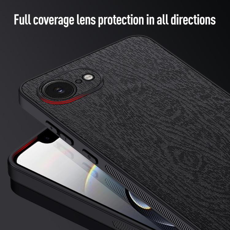For iPhone 16e Tree Bark Leather Shockproof Phone Case(Brown)