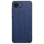 For iPhone 16e Tree Bark Leather Shockproof Phone Case(Blue)