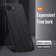 For iPhone 16e Tree Bark Leather Shockproof Phone Case(Blue)