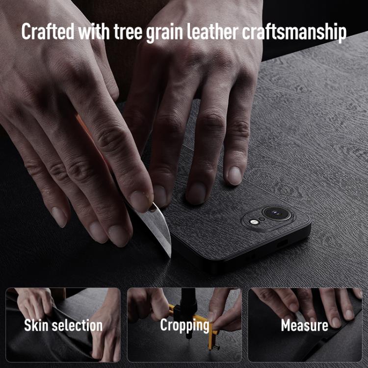 For iPhone 16e Tree Bark Leather Shockproof Phone Case(Blue)