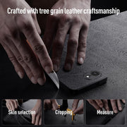 For iPhone 16e Tree Bark Leather Shockproof Phone Case(Blue)