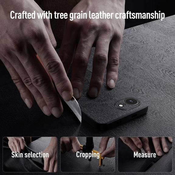 For iPhone 16e Tree Bark Leather Shockproof Phone Case(Blue)