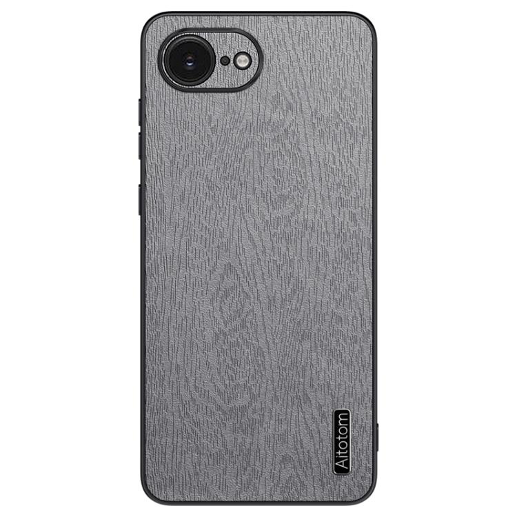For iPhone 16e Tree Bark Leather Shockproof Phone Case(Grey)