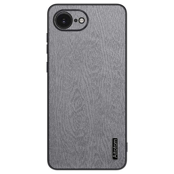 For iPhone 16e Tree Bark Leather Shockproof Phone Case(Grey)