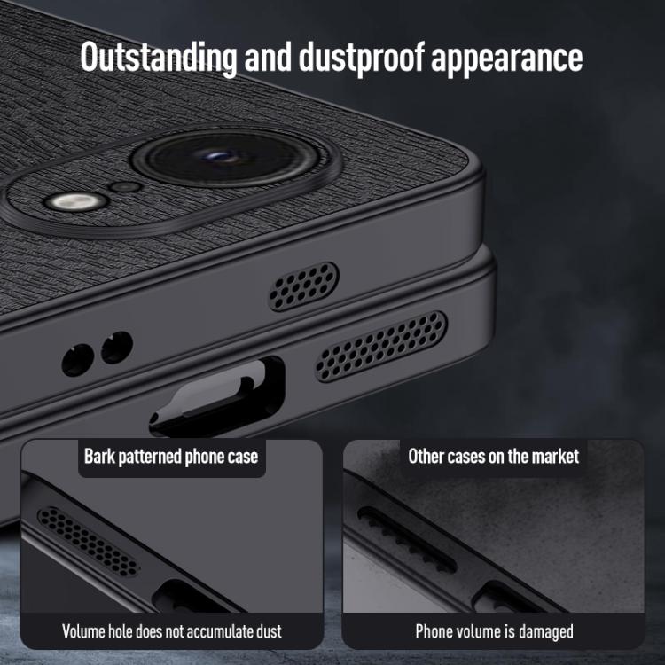 For iPhone 16e Tree Bark Leather Shockproof Phone Case(Grey)