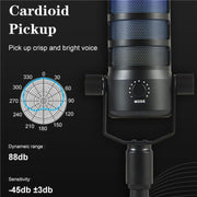 PDO RGB Light Live Streaming Gaming Desktop Noise Reduction Microphone