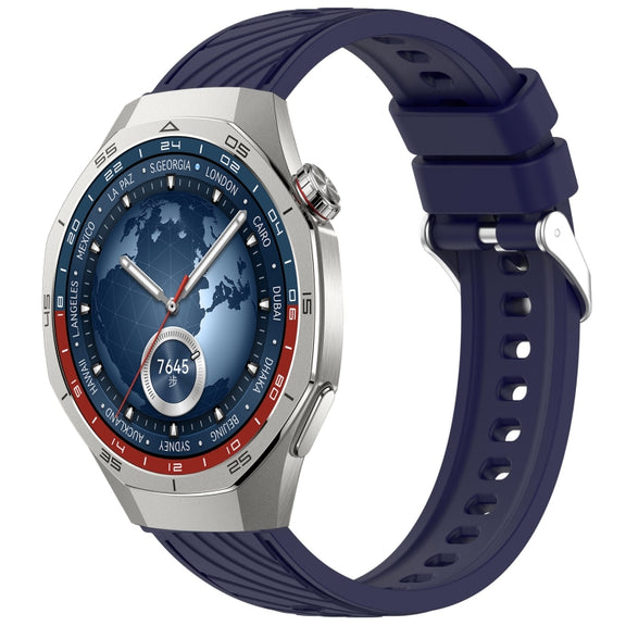For Huawei Watch GT 5 Pro 46mm Line Texture Quick Release Silicone Watch Band(Original Blue)