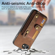 For iPhone 16e Retro Cross Wristband Wallet Leather Back Phone Case(Brown)