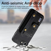 For iPhone 16e Retro Cross Wristband Wallet Leather Back Phone Case(Black)