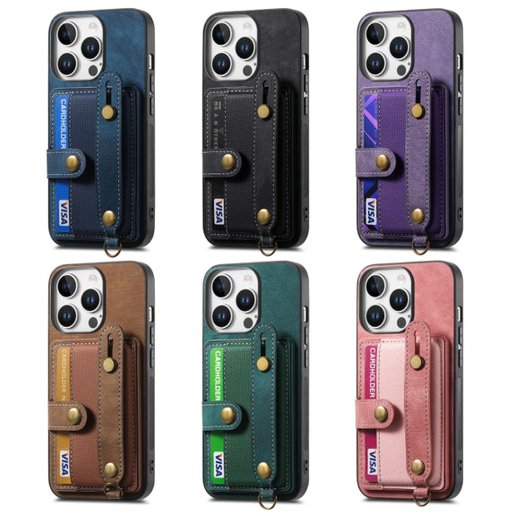 For iPhone 16e Retro Cross Wristband Wallet Leather Back Phone Case(Green)