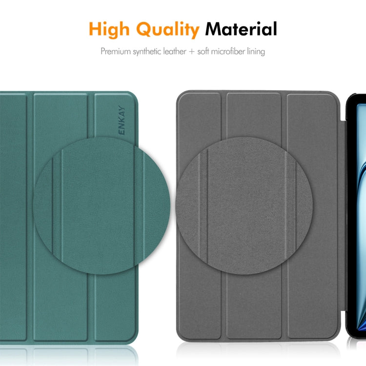 For Honor Pad X8a 11 ENKAY Tri-fold Custer Texture Leather Protective Tablet Case(Grey)
