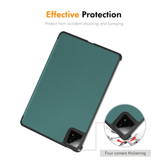 For Xiaomi Pad 7 / 7 Pro 11.2 ENKAY Tri-fold Custer Texture Leather Smart Tablet Case(Dark Blue)