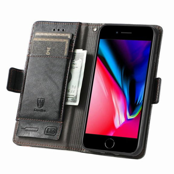 For iPhone 16e CaseNeo Splicing Dual Magnetic Buckle Leather Phone Case(Black)