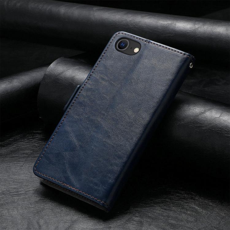 For iPhone 16e CaseNeo Splicing Dual Magnetic Buckle Leather Phone Case(Blue)