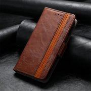 For iPhone 16e CaseNeo Splicing Dual Magnetic Buckle Leather Phone Case(Brown)