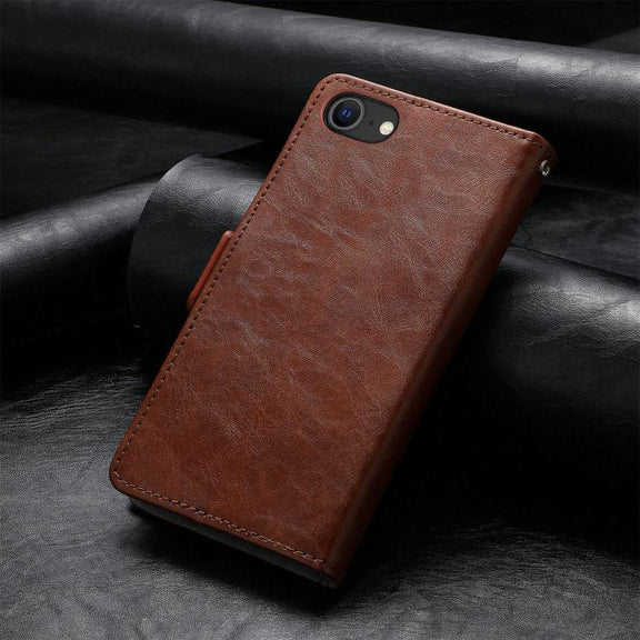 For iPhone 16e CaseNeo Splicing Dual Magnetic Buckle Leather Phone Case(Brown)