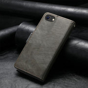 For iPhone 16e CaseNeo Splicing Dual Magnetic Buckle Leather Phone Case(Gray)