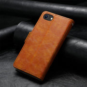 For iPhone 16e CaseNeo Splicing Dual Magnetic Buckle Leather Phone Case(Khaki)