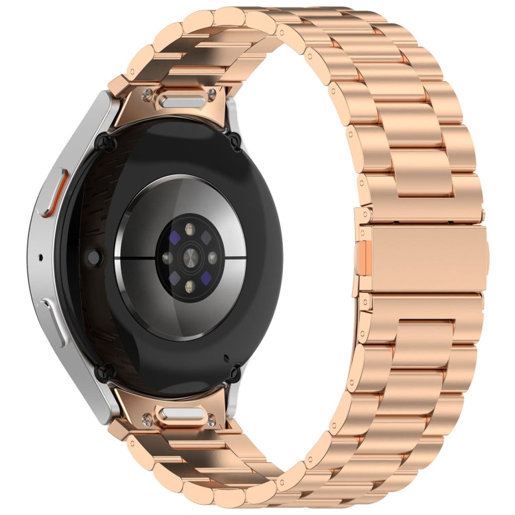 For Samsung Galaxy Watch FE 40mm Three Beads Button Quick Release Metal Watch Band(Rose Gold)