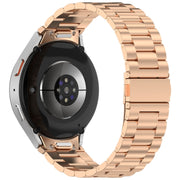 For Samsung Galaxy Watch 6  40 / 44mm Three Beads Button Quick Release Metal Watch Band(Rose Gold)