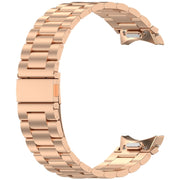 For Samsung Galaxy Watch 6  40 / 44mm Three Beads Button Quick Release Metal Watch Band(Rose Gold)