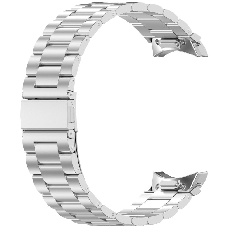 For Samsung Galaxy Watch 5 Pro Three Beads Button Quick Release Metal Watch Band(Silver)