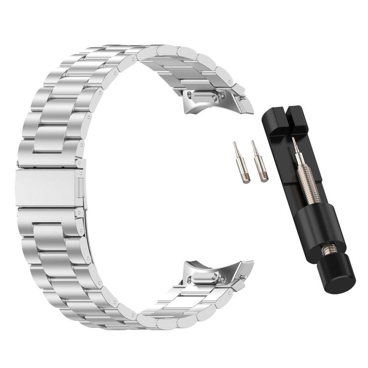 For Samsung Galaxy Watch 5 Pro Three Beads Button Quick Release Metal Watch Band(Silver)