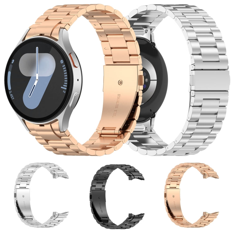 For Samsung Galaxy Watch 6  40 / 44mm Three Beads Button Quick Release Metal Watch Band(Rose Gold)
