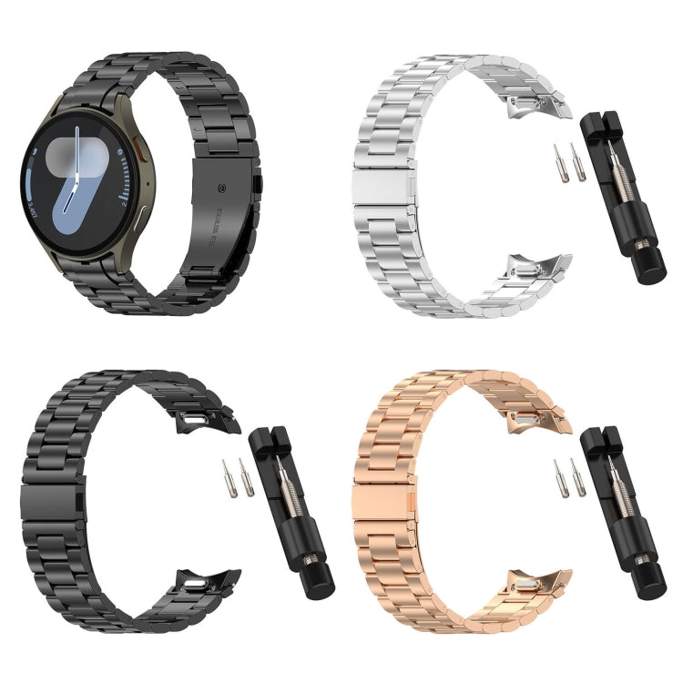 For Samsung Galaxy Watch 5 40 / 44mm Three Beads Button Quick Release Metal Watch Band(Silver)
