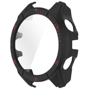 For Garmin Fenix 8 AMOLED 51mm Tempered Glass Film Integrated PC Watch Case(Black Red)