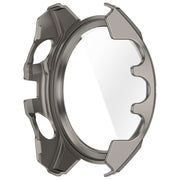 For Garmin Fenix 8 AMOLED 43mm Tempered Glass Film Integrated PC Watch Case(Titanium Blue)