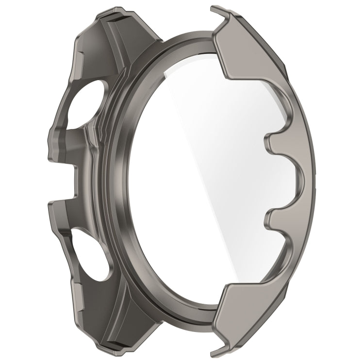 For Garmin Fenix 8 AMOLED 43mm Tempered Glass Film Integrated PC Watch Case(Titanium Blue)