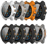 For Garmin Fenix 8 AMOLED 43mm Tempered Glass Film Integrated PC Watch Case(Black Green)