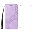 For iPhone 16 Plus ENKAY Embossed Rhombus Starry Leather Phone Case with Screen Film(Purple) - iPhone 16 Plus Cases by ENKAY | Online Shopping South Africa | PMC Jewellery | Buy Now Pay Later Mobicred