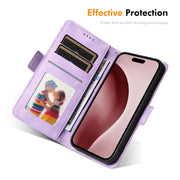 For iPhone 16 Pro ENKAY Embossed Rhombus Starry Leather Phone Case with Screen Film(Brown)
