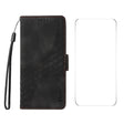 For iPhone 16e ENKAY Embossed Rhombus Starry Leather Phone Case with Screen Film(Black) - iPhone 16e Cases by ENKAY | Online Shopping South Africa | PMC TechLife | Buy Now Pay Later Mobicred