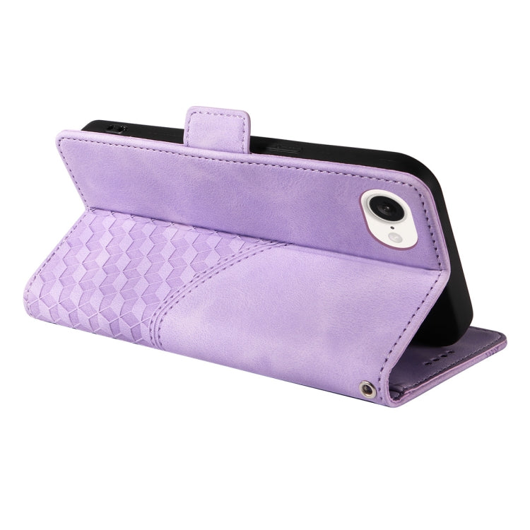For iPhone 16e ENKAY Embossed Rhombus Starry Leather Phone Case with Screen Film(Black)
